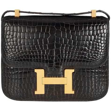 croc constance|Hermes Constance 24cm Black Shiny Croc RGHW